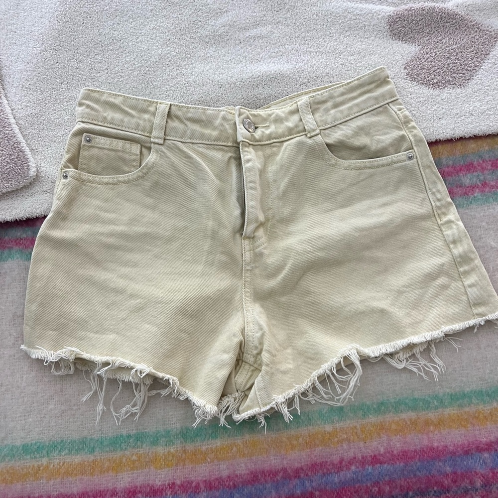 Yellow Zara denim shorts